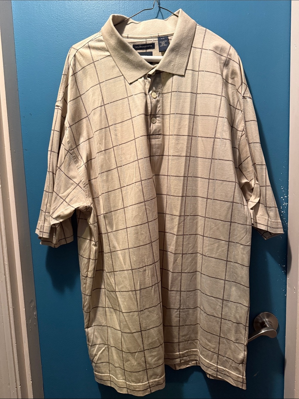 Dockers Cream Grid-Check Polo Shirt